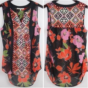 DANIEL RAINN | FLORAL GEOMETRIC PRINT TOP